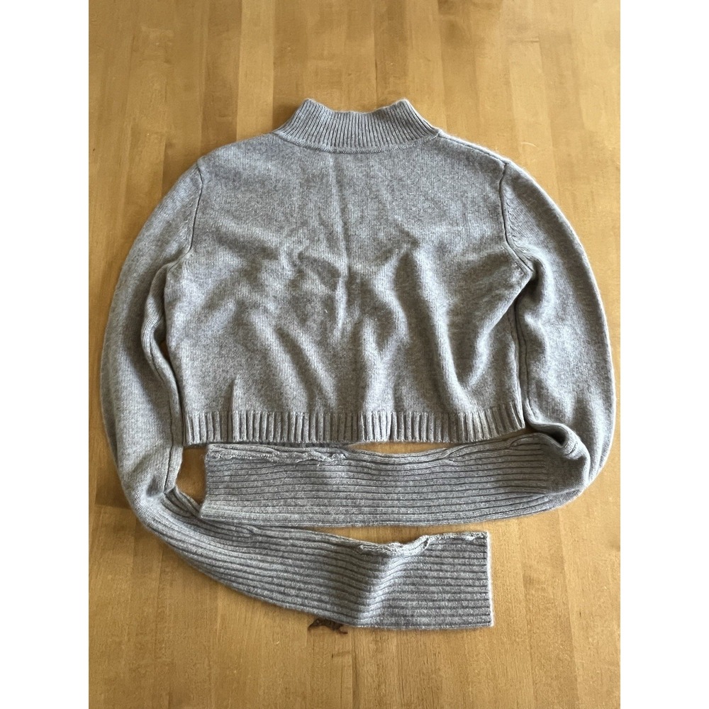 van Laack SHELLY-F 100% Cashmere Cropped Mock Neck Sweater Sz EU 34 Gray Germany